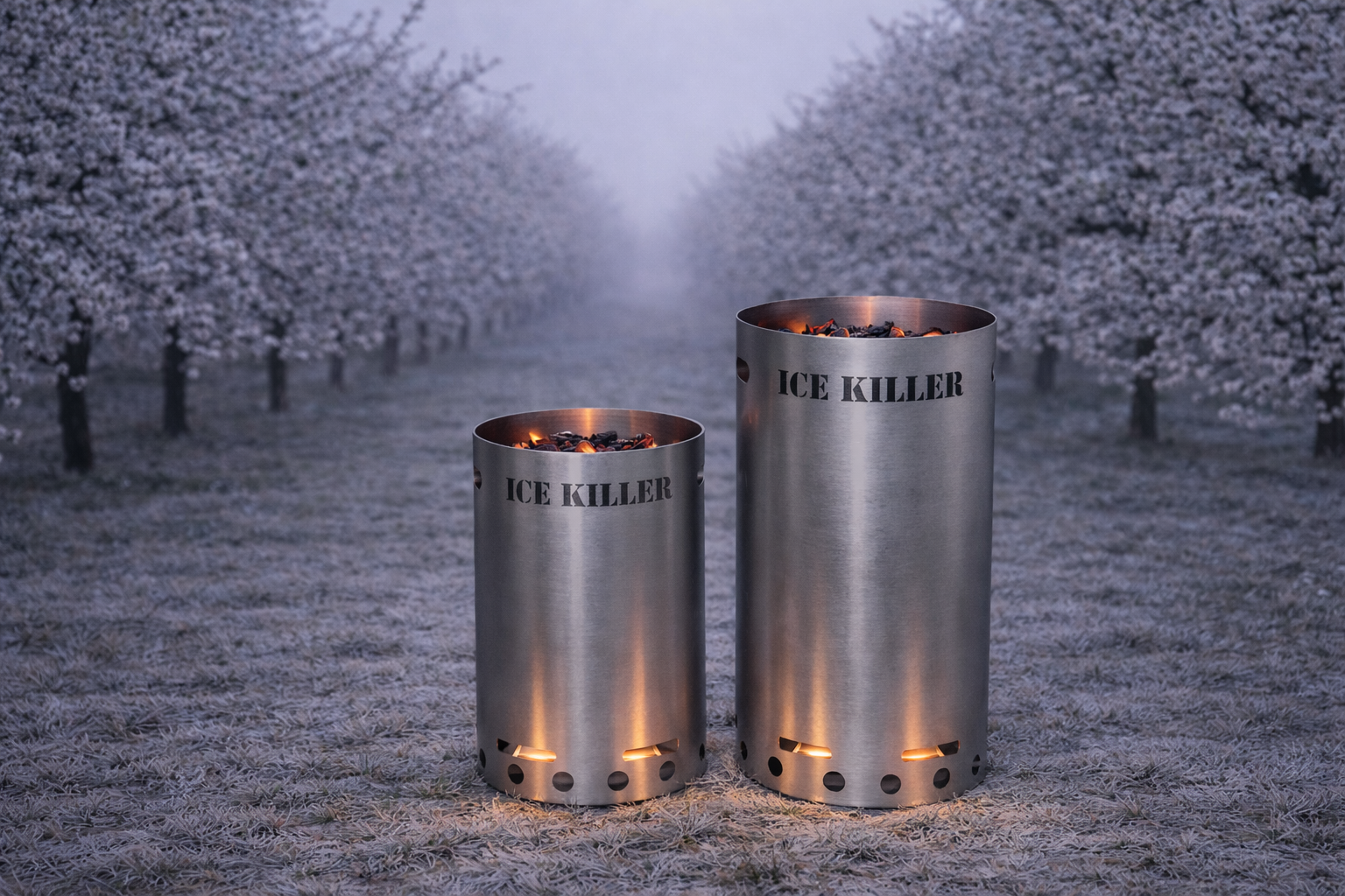 Piecyk ICEKILLER palący w sadzie - ochrona przed mrozem